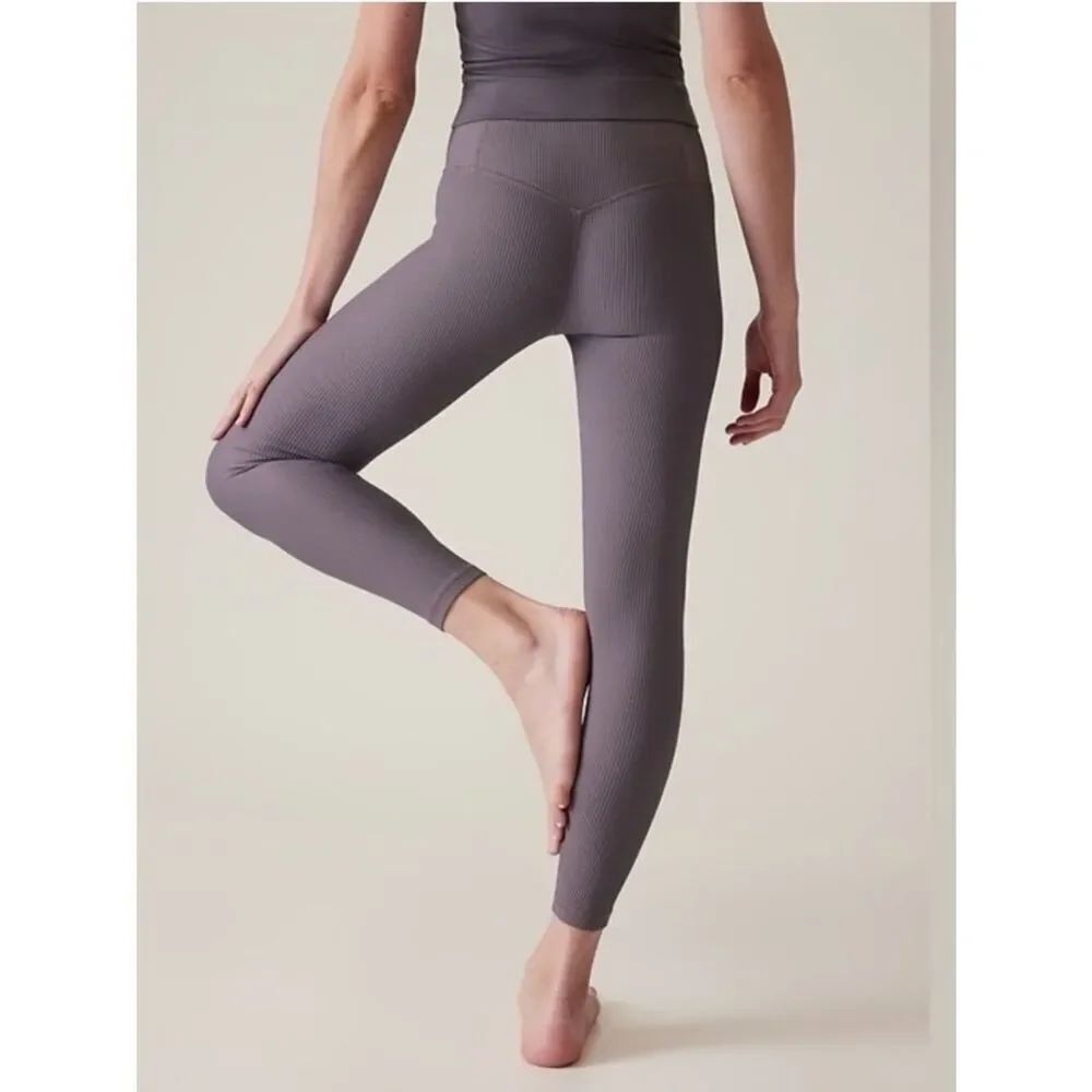 Athleta Elation Rib High Rise Tight Legging Purple Womens Large